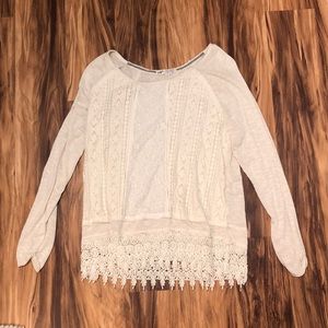 Cream Long Sleeve Lace Top